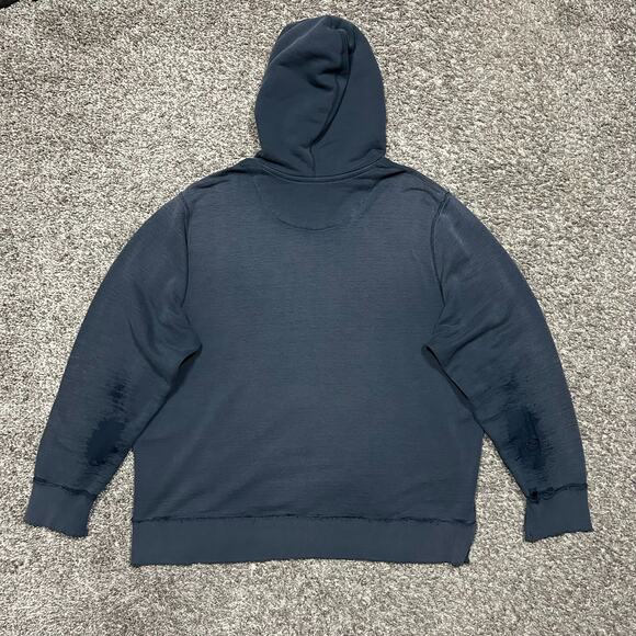Thrashed Hoodie y2k Nike Swoosh Distressed Navy Blue Sun Faded Soft Thin Blue XL - Picture 11 of 13